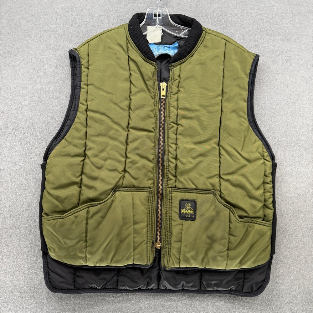 RefrigiWear Mens 2XL Quilted Insulated Vest Olive Green Workwear Full Zip USA